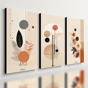 Kit3 Quadro Decorativo Arte Moderna Casa Luxo Sala Boho Flor 28x20