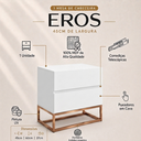 Ver imagem 2 de Mesa de Cabeceira Eros Branca 45cm com 2 Gavetas Pés de Metal Cobre Estilo Industrial