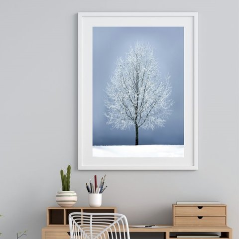 Quadro Minimalista Árvore - 60x48cm:madeira Branca