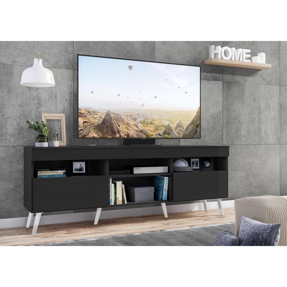 Rack TV 65" Retrô 2 Portas Paris Multimóveis V3327 Preto/Branco - 7