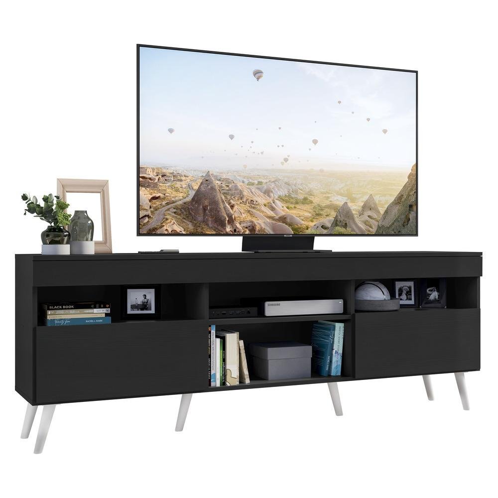 Rack TV 65" Retrô 2 Portas Paris Multimóveis V3327 Preto/Branco - 2