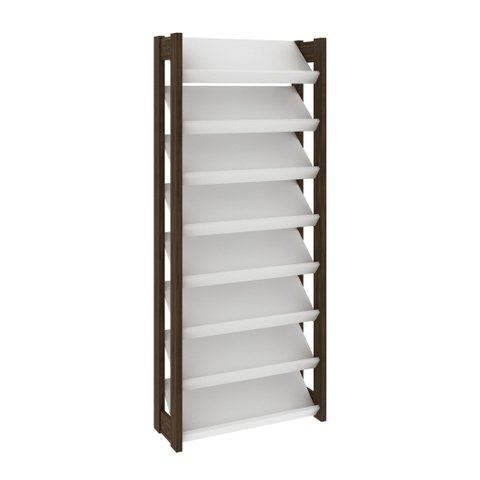 Estante Sapateira Branco/nogal Tecnomobili Az1006 Cor: Branco/nogal