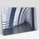 Ver imagem 1 de Quadro Decorativo em Canvas Arquitetura Corredor Minimalista TaColado Moldura Madeira 90 x 60cm