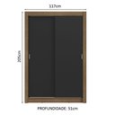 Ver mais imagens de Guarda-roupa Solteiro 2 Portas de Correr Rustic/preto Milano Madesa Rustic/preto