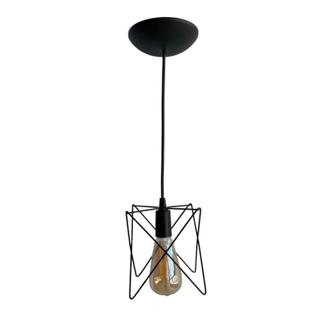 Kit 2 Pendente Aramado Poptem Estrela 1 Lampada preto luminária metal lustre sala quarto balcão cozi