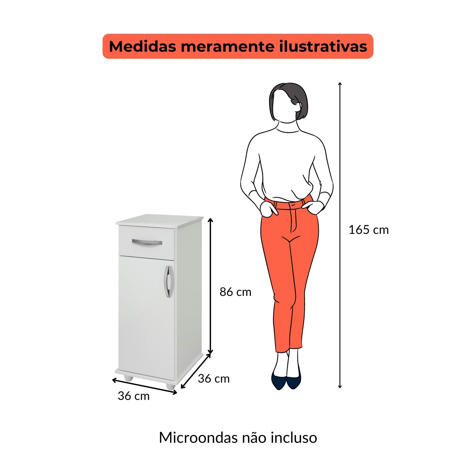 Amário Cozinha 300 Branco 1 Porta Benetil - 4