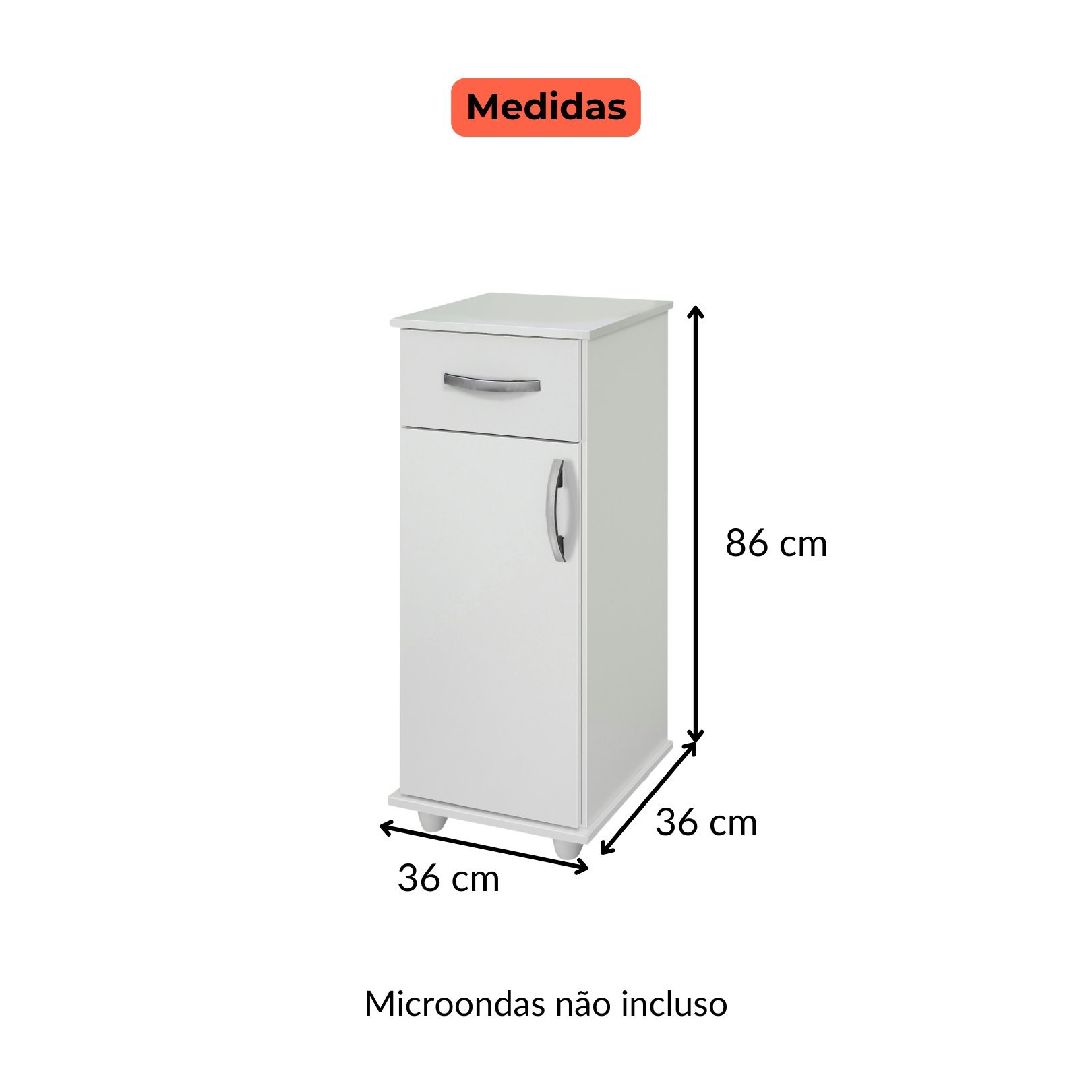 Amário Cozinha 300 Branco 1 Porta Benetil - 3