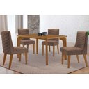 Ver imagem 1 de Conjunto: Mesa de Cozinha Londrina Curvo 120cm + 4 Cadeiras Dafne Naturale - Corano Capuccino -