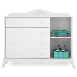 Berço Americano e Cômoda Infantil Realeza Branco Acetinado - Canaã - 5