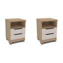 Ver imagem 2 de Kit 2 Mesas de Cabeceira 2 Gavetas 100% MDF Barcelona Bege