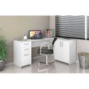 Ver imagem 1 de Mesa Office de Canto - 2 Gavetas 1 Gavetão 2 Portas - Branco