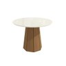 Mesa Multiuso Cozinha Jade C/ Tampo Madeirado C/ Vidro 105x105cm Canela/vidro Off White - Kappesberg - 1