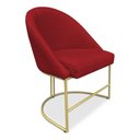 Ver imagem 3 de Kit 02 Cadeiras Poltrona de Jantar Bela Suede Base Metálica Industrial Dourado - Pallazio Vermelho