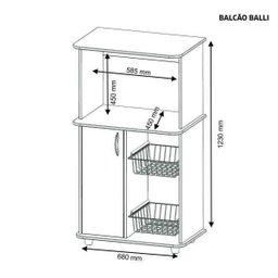 Balcão Multiuso 1 Porta com Nicho para Micro-ondas Balli Branco Notável Móveis - 3