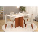 Ver imagem 1 de Conjunto: Mesa de Cozinha Hera c/ Tampo Madeirado c/ Vidro Reto 120x90cm e 4 Cadeiras Lia Freijo/Off