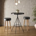 Ver imagem 2 de Conjunto Mesa Bistrô com 2 Banquetas Rubi Courino Preto | Aço Preto - Sallar Home