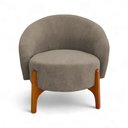 Ver imagem 3 de Poltrona Decorativa Ariel Orgânica Boucle Confortável Marrom com Pés Madeira Loja Sheep