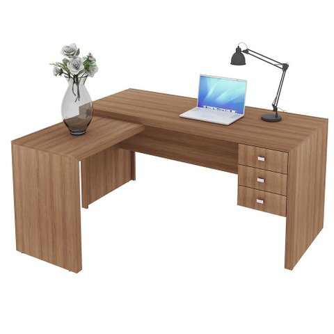 Escrivaninha/Mesa Escritório de Canto Multimóveis VCR25016 Amêndoa