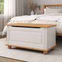 Ver imagem 1 de Baú Assento Organizador Madeira Maciça Bristol Branco Madeirado Idimex