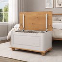 Ver imagem 3 de Baú Assento Organizador Madeira Maciça Bristol Branco Madeirado Idimex