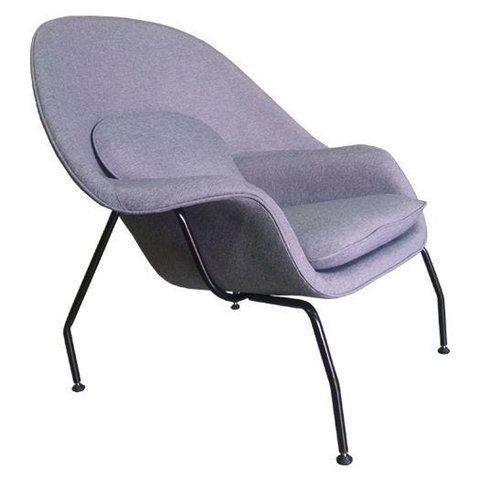 Poltrona Womb Chair Tecido Linho Cinza