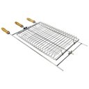 Ver imagem 1 de Grelha para Churrasqueira Giratória 3 Pegadores Grande Churrasco Peixe Carnes Multiuso Cromado