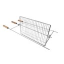 Ver imagem 2 de Grelha para Churrasqueira Giratória 3 Pegadores Grande Churrasco Peixe Carnes Multiuso Cromado