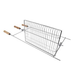 Grelha para Churrasqueira Giratória 3 Pegadores Grande Churrasco Peixe Carnes Multiuso Cromado - 2