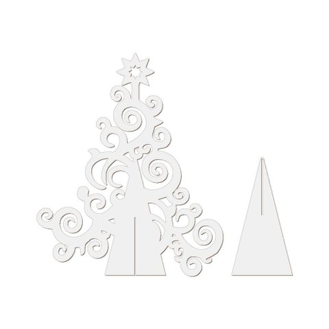 Árvore de Natal com Arabescos 25cmx30cm - Cria Arte Laser Branco