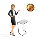 Ver imagem 3 de Mesa Lateral Tampo Branco Multiuso para Sofá Base Metálica