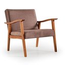 Ver imagem 1 de Poltrona Munique Madeira Maciça Nogueira Suede Marron Platinado
