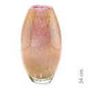 Ver imagem 2 de Vaso Em Cristal Murano Rosa Com Ouro 24K - São Marcos 34Cm