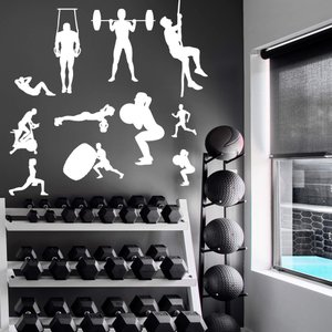 Kit 11 Adesivos de Parede Academia Crossfit Silhueta Homem Mulher Kanto Store Adesivo de Parede Logo