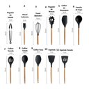 Ver imagem 6 de Jogo de Cozinha Luxo 19 Peças Colher Tesoura Concha Pegador Talheres Acessorios Utensilios Suporte A