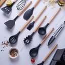 Ver imagem 2 de Jogo de Cozinha Luxo 19 Peças Colher Tesoura Concha Pegador Talheres Acessorios Utensilios Suporte A