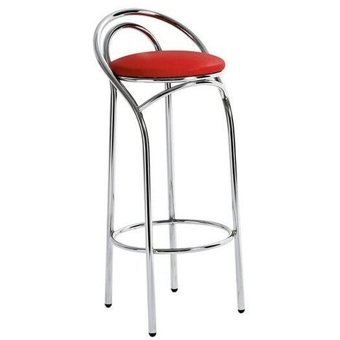 Banqueta Cromada Alta Assento Vermelho