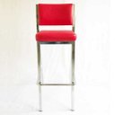Ver imagem 2 de Banqueta EMPILHÁVEL cromada alta assento e encosto vermelho liso - Poltronas do Sul