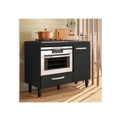 Balcao Fit para Cooktop com Recorte 1pt 1gav Preto