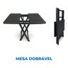 2 Mesas Quadradas Dobráveis 80cm Preta + 6 Cadeiras Vime Empilhável - 2