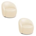 Ver imagem 2 de Poltrona Decorativa Orgânica Giratória Kit 2 Lua Sintético Pu Bege D03 - D’Rossi