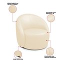 Ver imagem 3 de Poltrona Decorativa Orgânica Giratória Kit 2 Lua Sintético Pu Bege D03 - D’Rossi