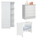 Ver imagem 2 de Quarto para Bebê Completo 3 Peças Guarda-Roupa, Cômoda e Berço Doce Sonho Branco