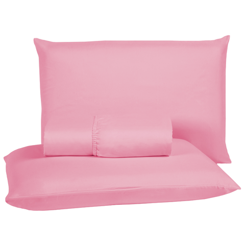Kit Jogo de Lençol Queen 3 Peças 400 Fios Poliéster Padrão com Elástico:rose