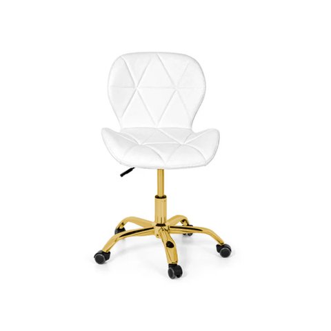 Cadeira Office Eiffel Slim Base Giratória Branca - Dourada