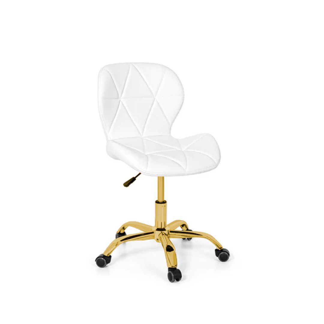 Cadeira Office Eiffel Slim Base Giratória Branca - Dourada - 3