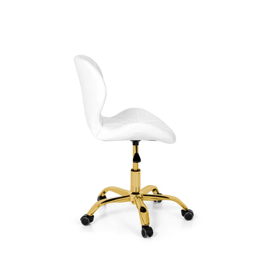 Cadeira Office Eiffel Slim Base Giratória Branca - Dourada - 2