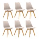 Ver imagem 1 de Kit 6 Cadeiras Saarinen Polipropileno Nude Base Wood Sala de Jantar Cozinha