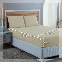 Kit Roupa Cama Casal 100% Algodão 4 Peças Percal 300 Fios Hotel Pousada:palha - 3