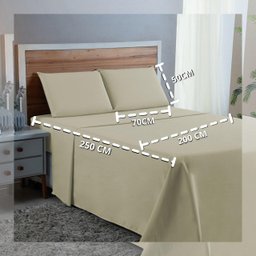 Kit Roupa Cama Casal 100% Algodão 4 Peças Percal 300 Fios Hotel Pousada:palha - 2