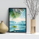 Ver imagem 1 de Quadro Decorativo Praia - Folha 24x18cm - com Vidro:moldura Preta